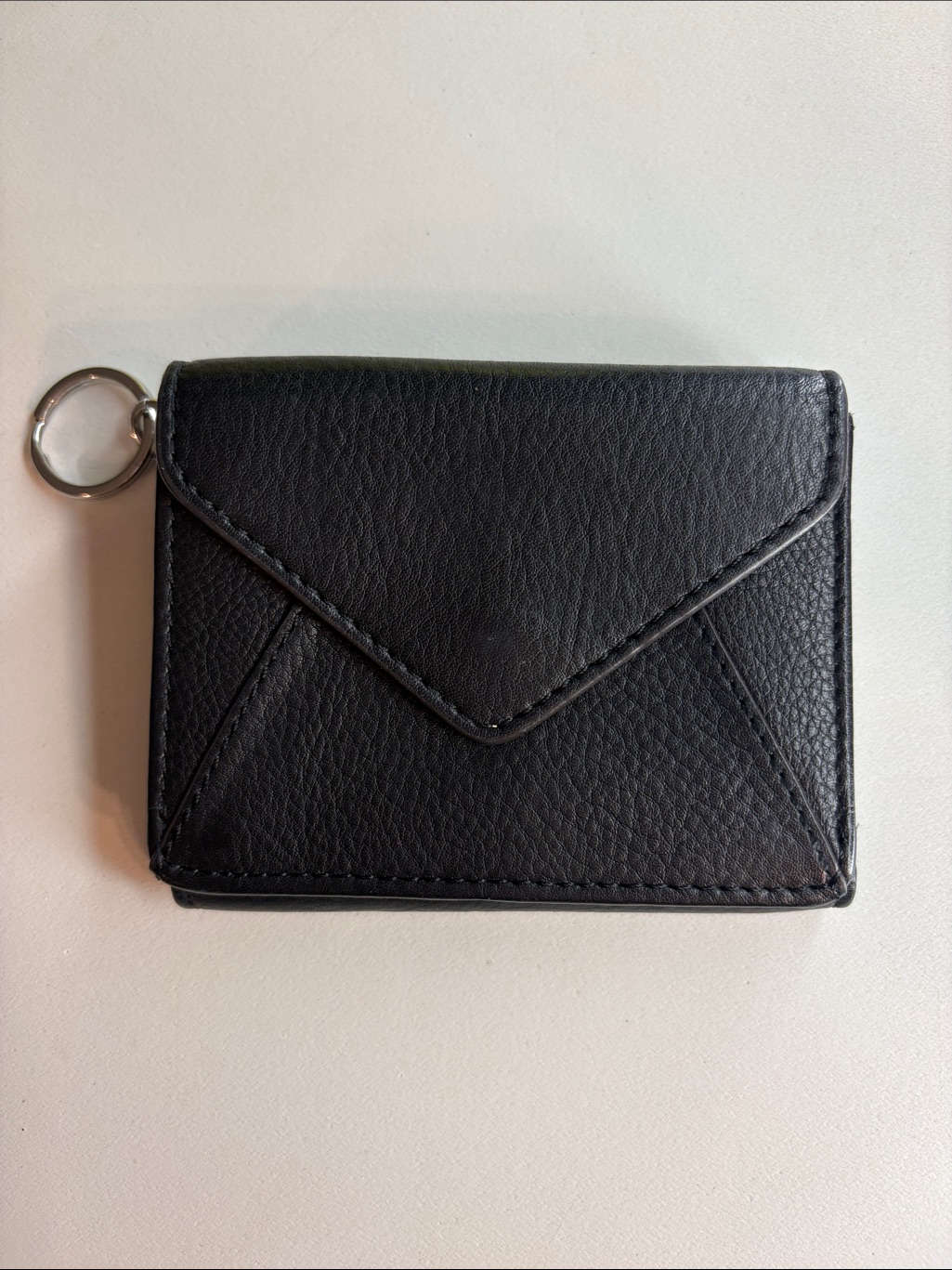 Aimee Kestenberg Black 100%Leather Compact Wallet With Key Ring.